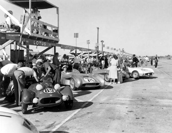 Mechanics checking cars at the Grand Prix race - Sebring, Florida