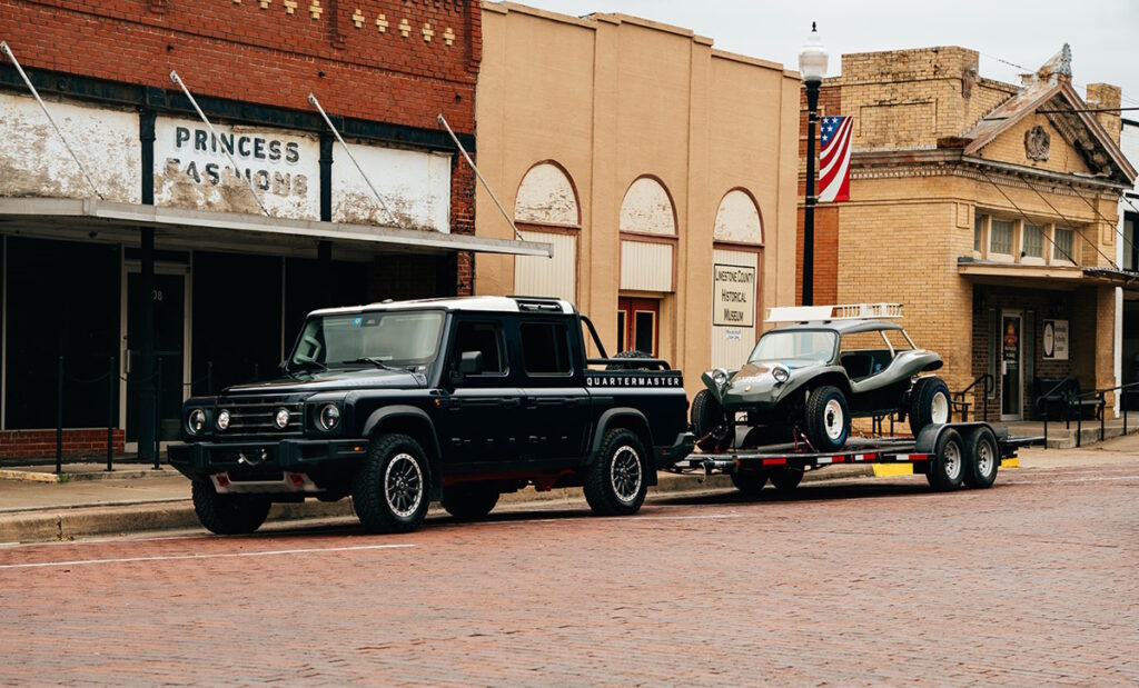 Off-Road Ready: INEOS Grenadier Quartermaster Towing Meyers Manxter.