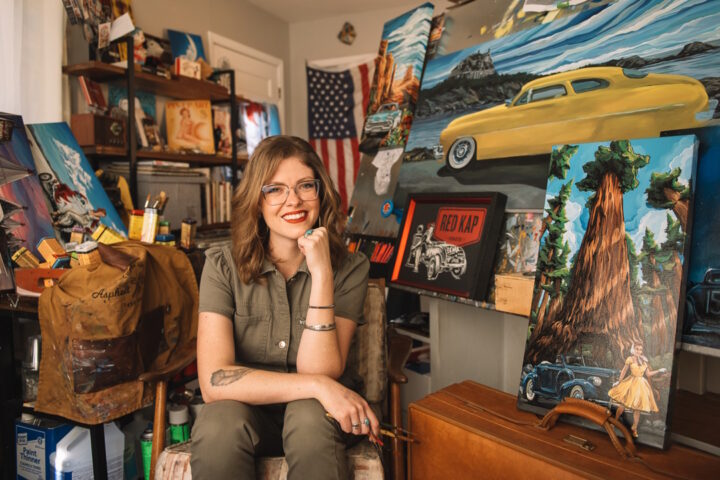 At first glance, Kate Cook’s artwork might seem like a paradox—a seamless blend of classic oil painting techniques with the high-octane world of automotive enamels. Her signature approach, which she calls "Artemotiv," merges the meticulous craftsmanship of fine art with the raw energy of hot rods and muscle cars. But spend a few minutes with Cook, and the paradox resolves itself into something more profound: an artist who has not only found her lane but paved it herself.