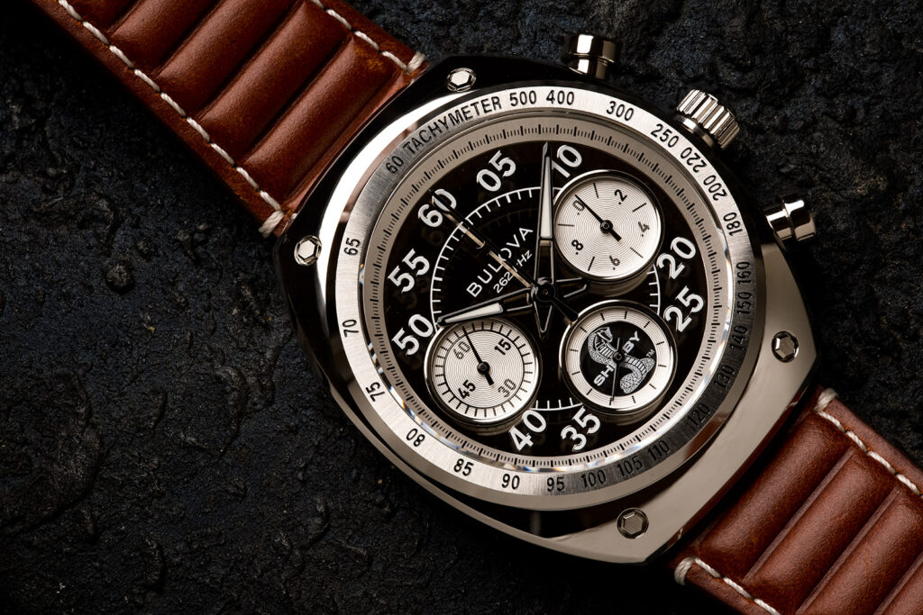 Bulova Shelby Racer Chronograph Inspired By The Polished Aluminum Daytona Coupe