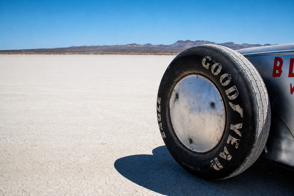El Mirage: Where Speed Still Looks Like Speed. Goodyear Tire on Land Speed Racer.